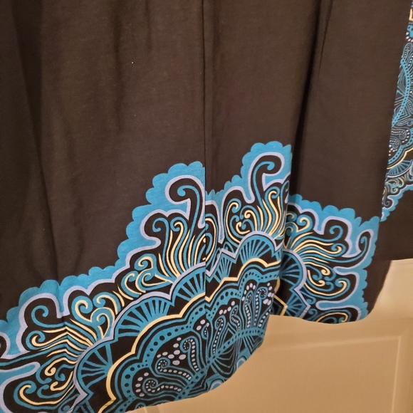 Metropolitan Black Blue Patterned Plus Size Lightweight Zip Hooded Jacket - Picture 11 of 13